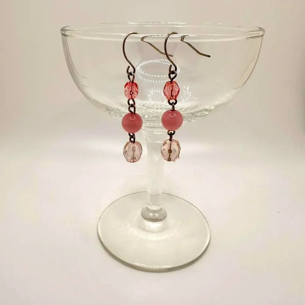 Delicate pink beaded earrings these